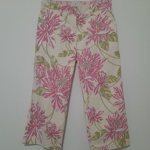 Tommy Hilfiger Floral Pink and Green Capris - Picture 1 of 8